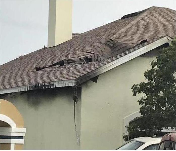 Roof damage from a storm