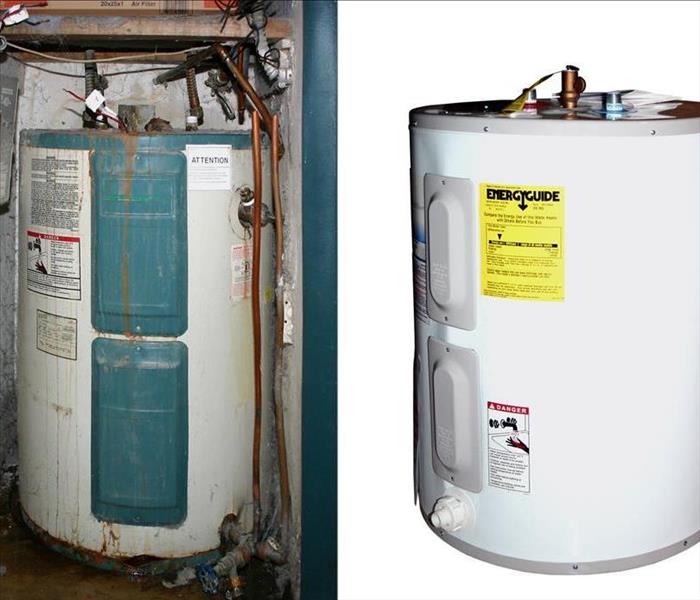 Two water heaters: Old-New,"Before-After"