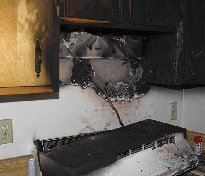 Burnt Wall and Cabinets from Fire